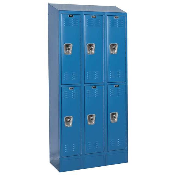 Wardrobe Locker, 36 in W, 12 in D, 82 in H, (2) Tier, (3) Wide, Marine Blue