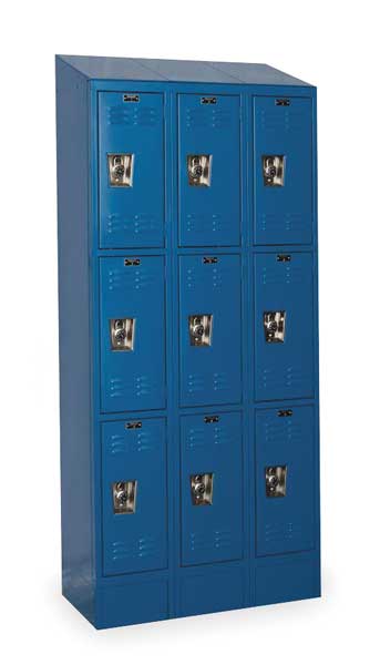 Wardrobe Locker, 36 in W, 12 in D, 82 in H, (3) Tier, (3) Wide, Marine Blue