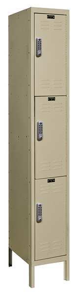 Wardrobe Locker, 12 in W, 18 in D, 78 in H, (1) Wide, (3) Openings, Tan