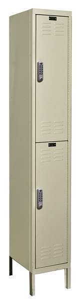 Wardrobe Locker, 12 in W, 15 in D, 78 in H, (1) Wide, (2) Openings, Tan