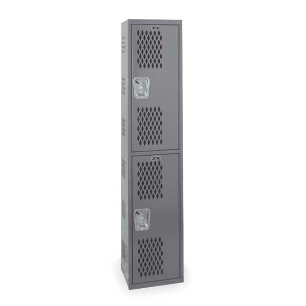 Wardrobe Locker, 18 in W, 18 in D, 72 in H, (1) Wide, (2) Openings, Dark Gray