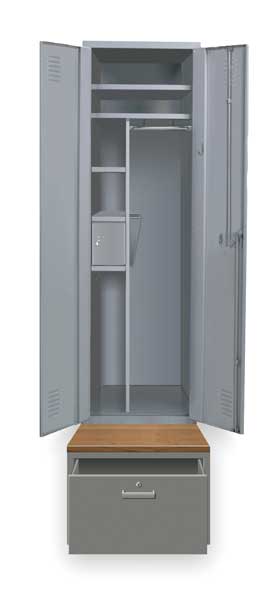 Wardrobe Locker, 24 in W, 36 in D, 90 in H, (1) Tier, (1) Wide, Dark Gray
