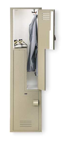 Wardrobe Z Locker, 18 in W, 18 in D, 72 in H, (1) Wide, (2) Openings, Beige