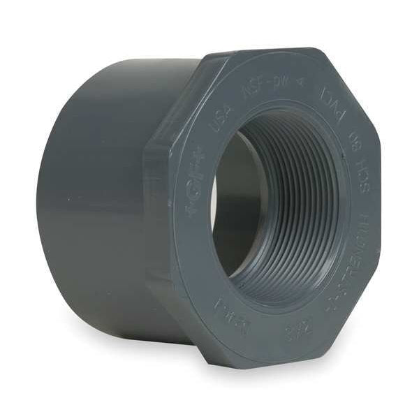 PVC Reducing Bushing, Spigot x FNPT, 3/4 in x 1/2 in Pipe Size