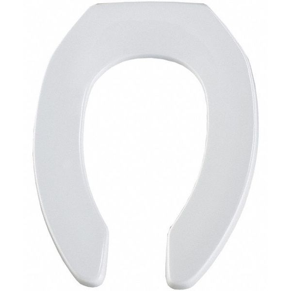 Elongated Toilet Seat, Open Front, External Check Hinge, 2-3/8 in Seat Ht, Plastic, White