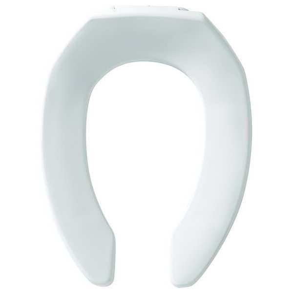 Elongated Toilet Seat, Open Front, External Check Hinge, 2-3/8 in Seat Ht, Plastic, White