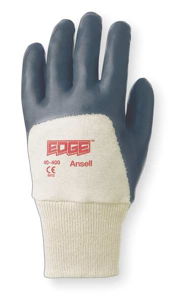Nitrile Coated Gloves, 3/4 Dip Coverage, Gray, L, PR