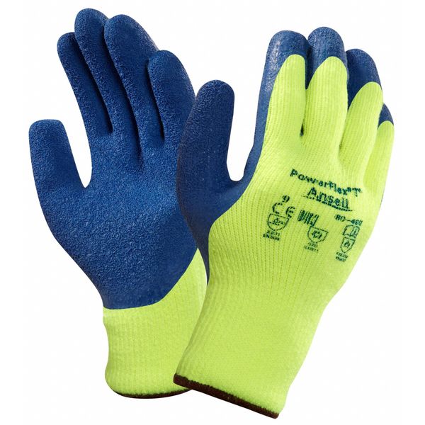 Hi-Vis Cut Resistant Coated Gloves, A3 Cut Level, Natural Rubber Latex, XL, 1 PR