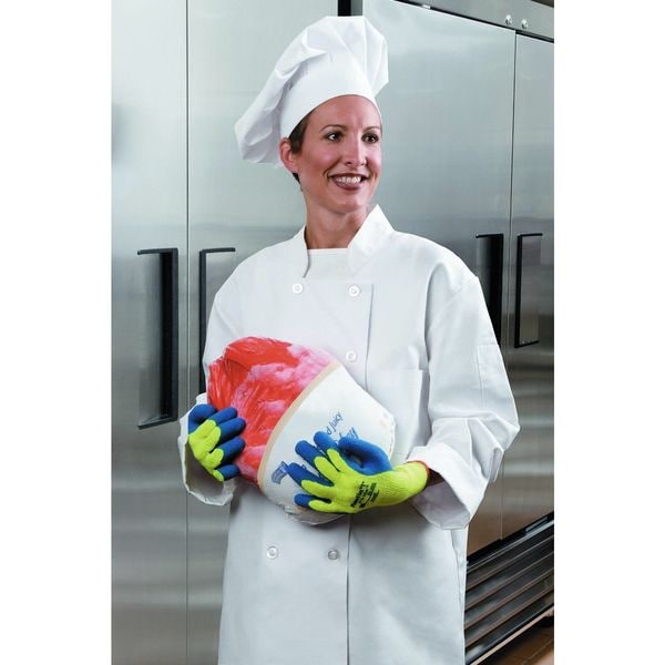 Hi-Vis Cut Resistant Coated Gloves, A3 Cut Level, Natural Rubber Latex, S, 1 PR