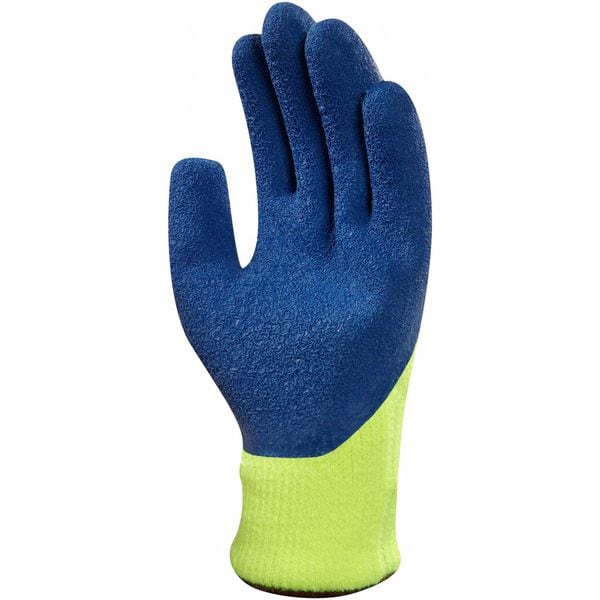 Hi-Vis Cut Resistant Coated Gloves, A3 Cut Level, Natural Rubber Latex, S, 1 PR