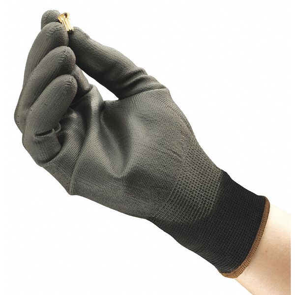 Polyurethane Coated Gloves, Palm Coverage, Black, 2XL, PR