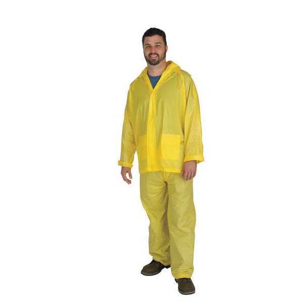 3 Piece Rainsuit w/Detach Hood, Yellow, 2XL