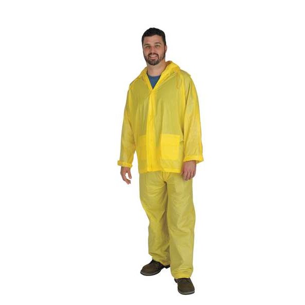 3 Piece Rainsuit w/Detach Hood, Yellow, XL