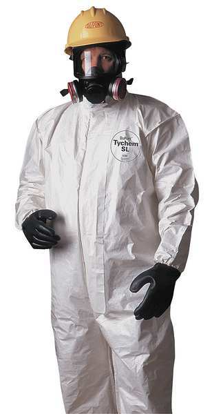 Hooded Chemical Resistant Coveralls, 6 PK, White, Zipper