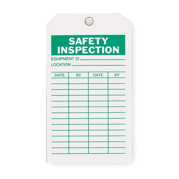 Saf Inspection Tag, 7 x 4 In, Grn/Wht, PK10