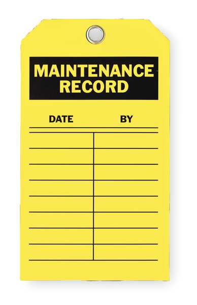Inspection Tag, 7 x 4 In, Bk/Yel, Met, PK10
