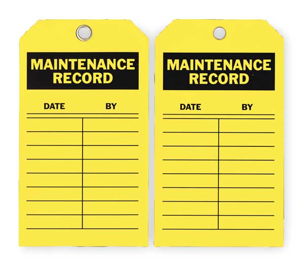 Inspection Tag, 7 x 4 In, Bk/Yel, Met, PK10