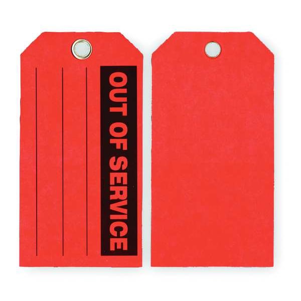 Out Of Svce Tag, 3 x 5-3/4 In, Bk/R, PK100