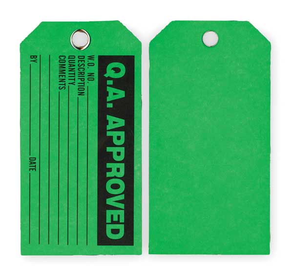 Prod Stat Tag, 3 x 5-3/4 In, Bk/Grn, PK100