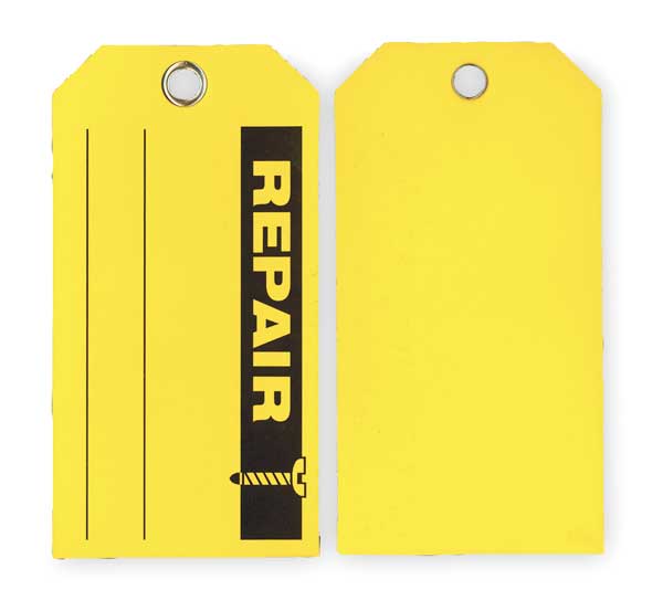 Rpr Tag, 3 x 5-3/4 In, Bk/Yel, PK100