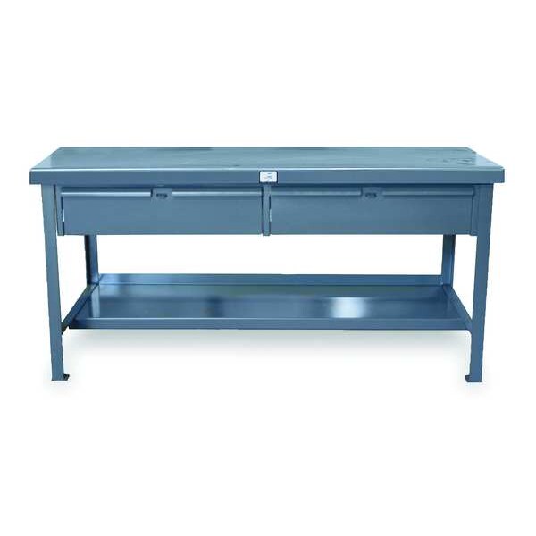 Industrial Shop Table with Drawers, Steel, 48