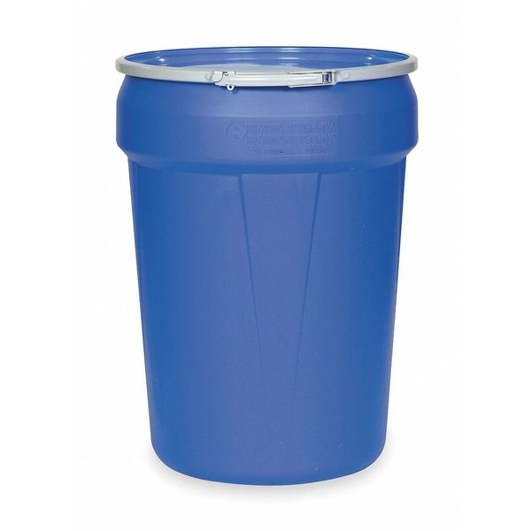 Open Head Transport Drum, Polyethylene, 30 gal, Unlined, Blue