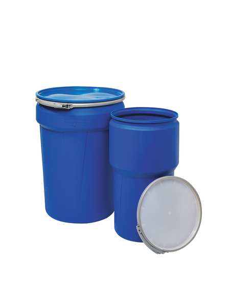 Open Head Transport Drum, Polyethylene, 14 gal, Unlined, Blue