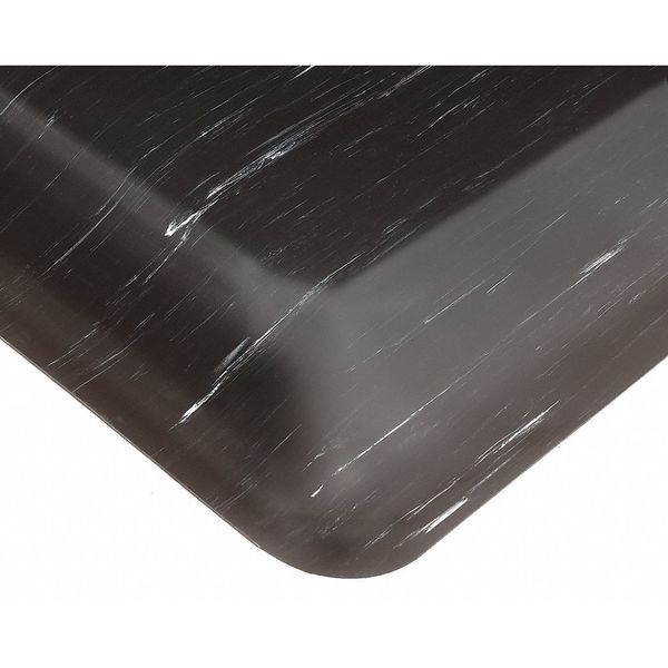 Antifatigue Mat, Black, 5 ft. L x 3 ft. W, PVC Surface With Anti-Microbial Nitrile Infused Sponge