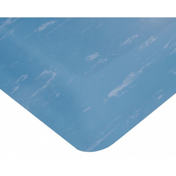Antifatigue Mat, Blue, 5 ft. L x 3 ft. W, PVC Surface With Anti-Microbial Nitrile Infused Sponge