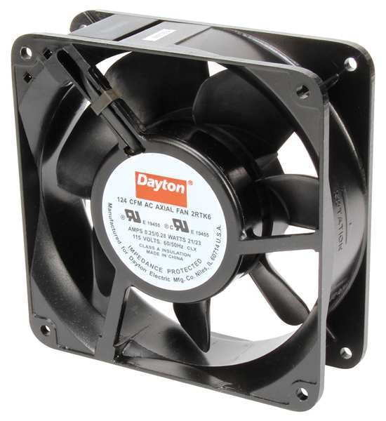 Axial Fan, Square, 115V AC, 1 Phase, 124 cfm, 4 11/16 in W.