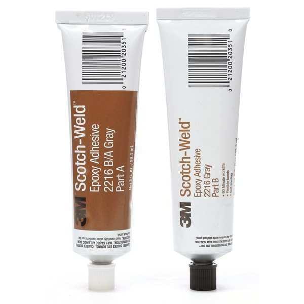 Epoxy Adhesive, 2216 Series, Gray, 2:03 Mix Ratio, 12 hr Functional Cure, Tube