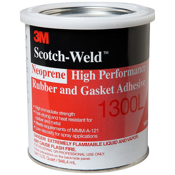 Low Viscosity Neoprene Gasket Adhesive, 1 qt, Yellow, Temp Range -30 to 300 Degrees F