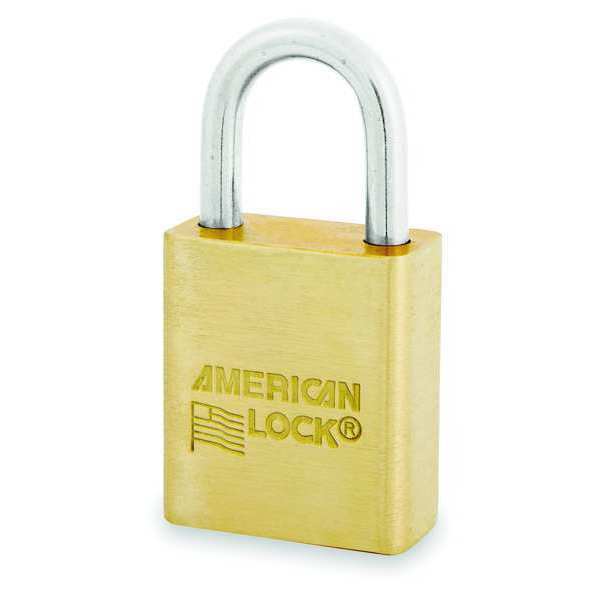 Padlock, Keyed Alike, Standard Shackle, Rectangular Brass Body, Brass Shackle, 3/4 in W