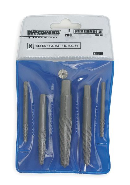 Screw Extractor Set, Cr Mo, 5 pcs.