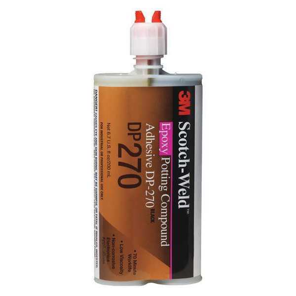 Epoxy Adhesive, DP270 Series, Black, 1:01 Mix Ratio, 3 hr Functional Cure, Dual-Cartridge