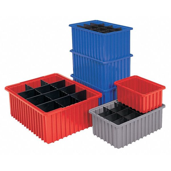 Divider Box, Blue, Industrial Grade Polymer, 16 1/2 in L, 10 7/8 in W, 6 in H