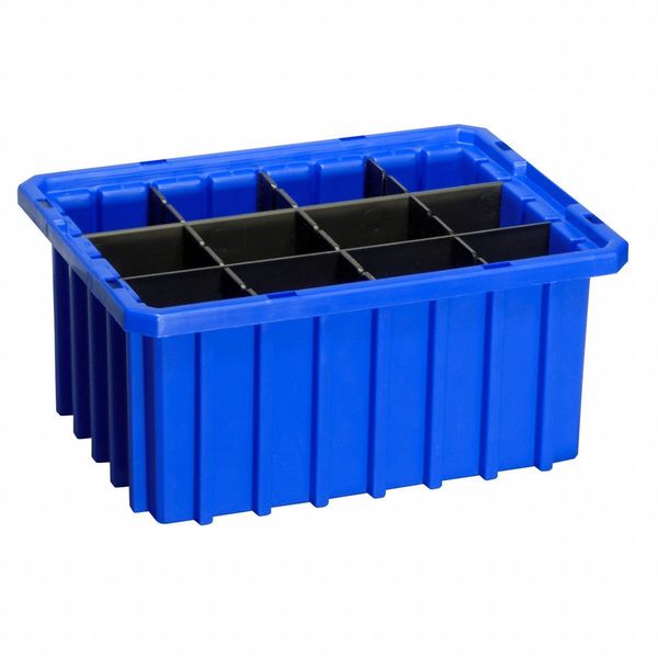 Divider Box, Blue, Industrial Grade Polymer, 10 7/8 in L, 8 1/4 in W, 5 in H