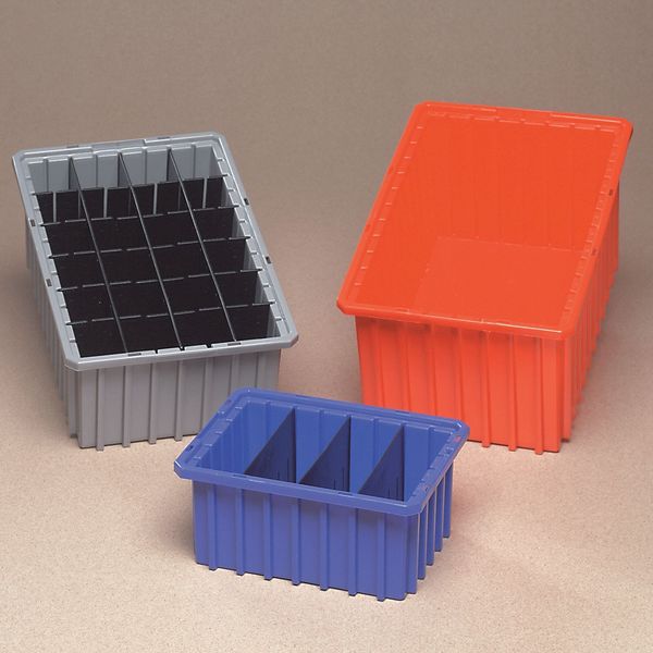 Divider Box, Blue, Industrial Grade Polymer, 16 1/2 in L, 10 7/8 in W, 6 in H