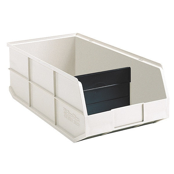 Shelf Storage Bin, Beige, Plastic, 20 1/2 in L x 8 1/4 in W x 7 in H, 60 lb Load Capacity