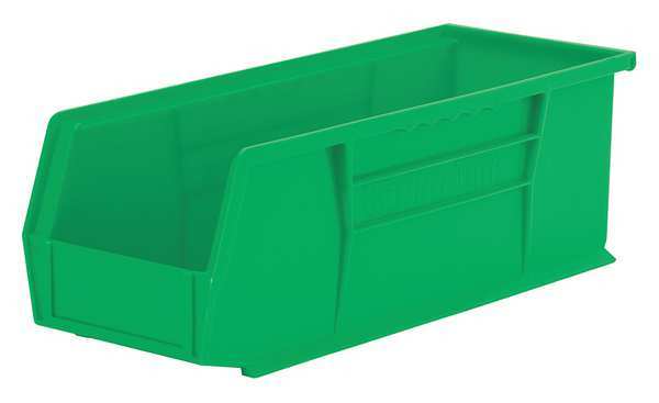 Hang & Stack Storage Bin, Green, Plastic, 14 3/4 in L x 5 1/2 in W x 5 in H, 50 lb Load Capacity