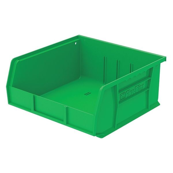 Hang & Stack Storage Bin, Green, Plastic, 10 7/8 in L x 11 in W x 5 in H, 50 lb Load Capacity