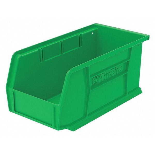 Hang & Stack Storage Bin, Green, Plastic, 10 7/8 in L x 5 1/2 in W x 5 in H, 30 lb Load Capacity