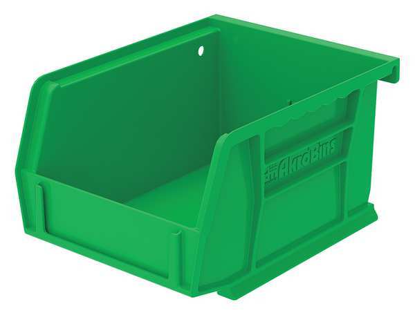 Hang & Stack Storage Bin, Green, Plastic, 5 3/8 in L x 4 1/8 in W x 3 in H, 10 lb Load Capacity