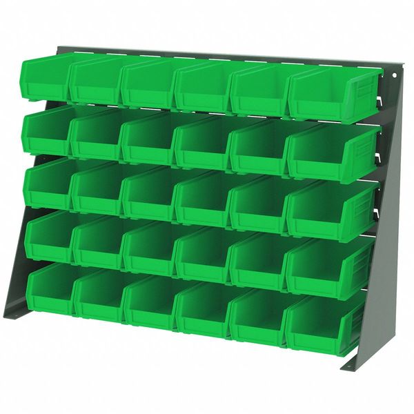 Hang & Stack Storage Bin, Green, Plastic, 7 3/8 in L x 4 1/8 in W x 3 in H, 10 lb Load Capacity