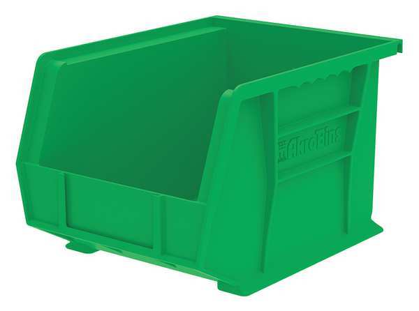 Hang & Stack Storage Bin, Green, Plastic, 10 7/8 in L x 8 1/4 in W x 7 in H, 50 lb Load Capacity