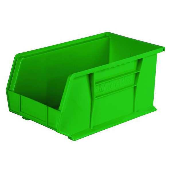 Hang & Stack Storage Bin, Green, Plastic, 14 3/4 in L x 8 1/4 in W x 7 in H, 60 lb Load Capacity