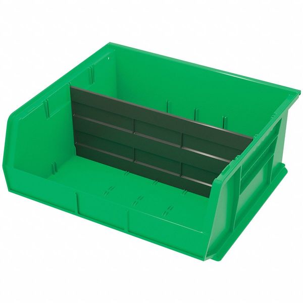 Hang & Stack Storage Bin, Green, Plastic, 14 3/4 in L x 16 1/2 in W x 7 in H, 75 lb Load Capacity