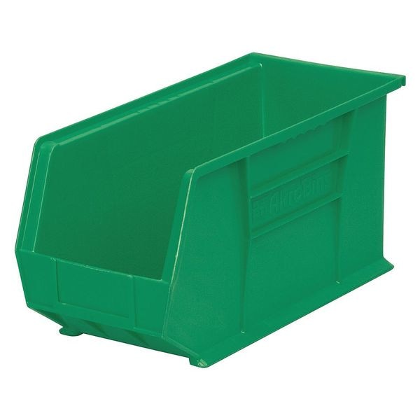 Hang & Stack Storage Bin, Green, Plastic, 18 in L x 8 1/4 in W x 9 in H, 60 lb Load Capacity