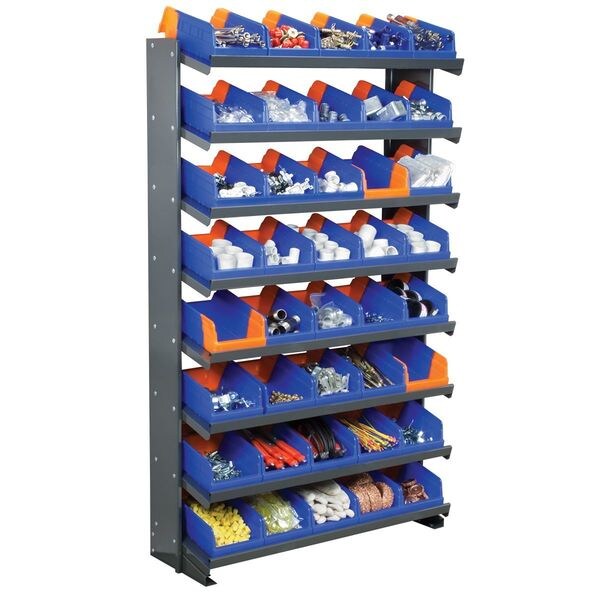 Steel Pick Rack, 36 in W x 60 in H x 12 in D, 8 Shelves, Gray