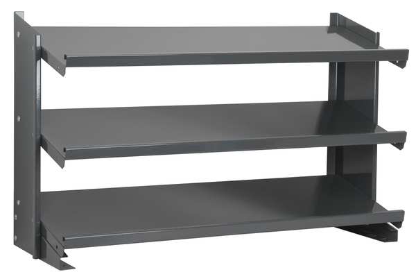 Steel Bench Pick Rack, 36 in W x 25 in H x 12 in D, 3 Shelves, Gray